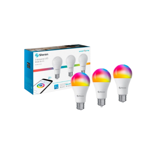 [7506250939976] Foco LED Steren Wi-Fi Multicolor RGB 10W Paquete 3 Piezas — galería 3